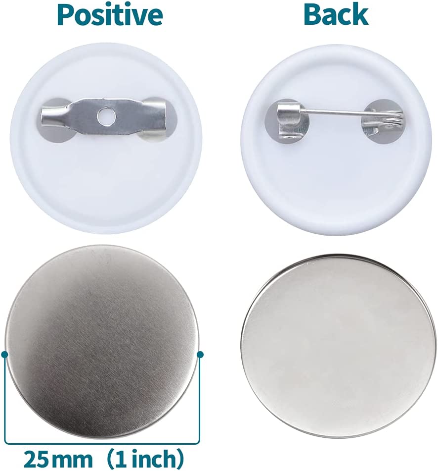500 Sets 25mm(1 inch)supplies for Button Maker Machine 25mm, Includes Metal Cover, Plastic Button Back Cover, Clear Film&Blank Paper