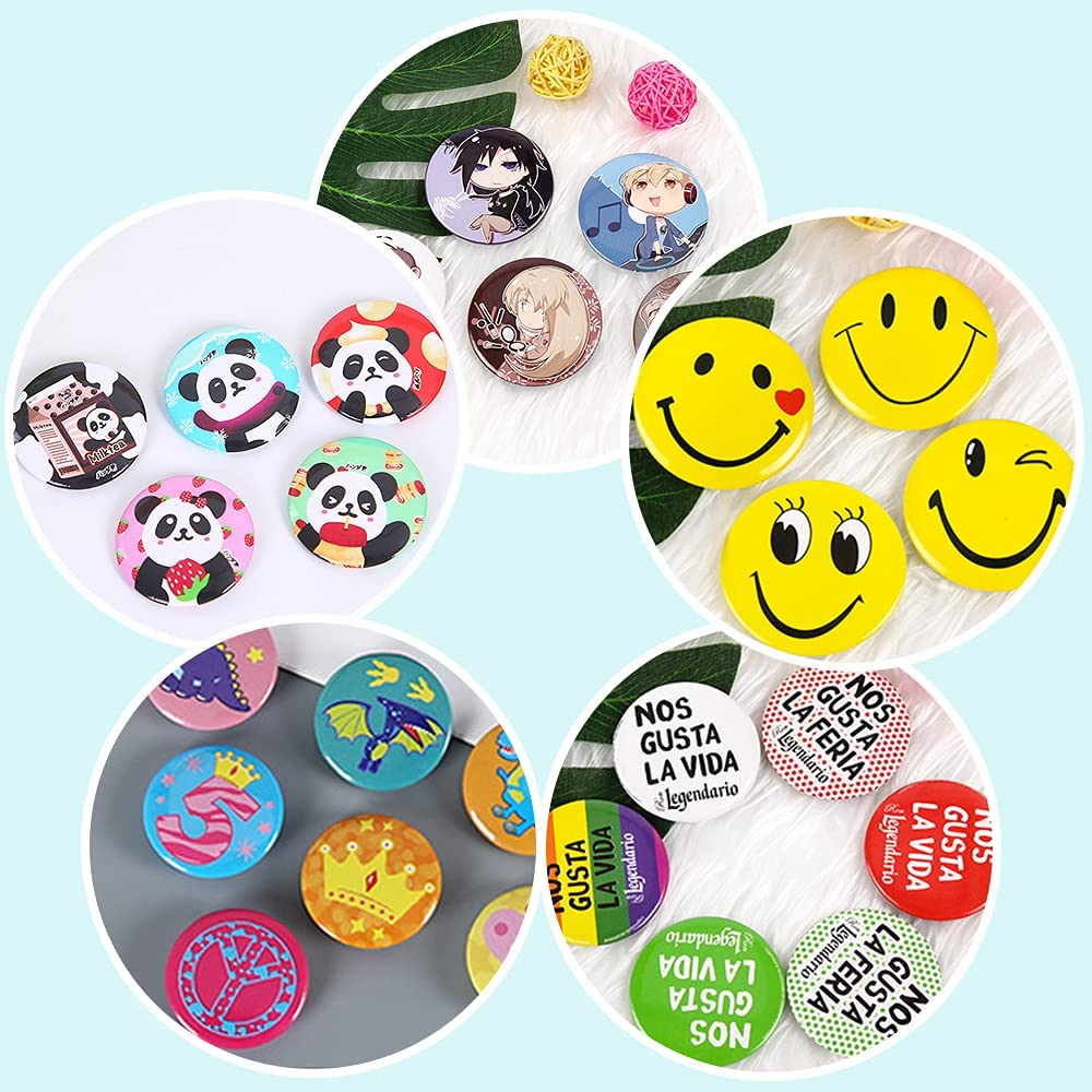500 Sets 25mm(1 inch)supplies for Button Maker Machine 25mm, Includes Metal Cover, Plastic Button Back Cover, Clear Film&Blank Paper
